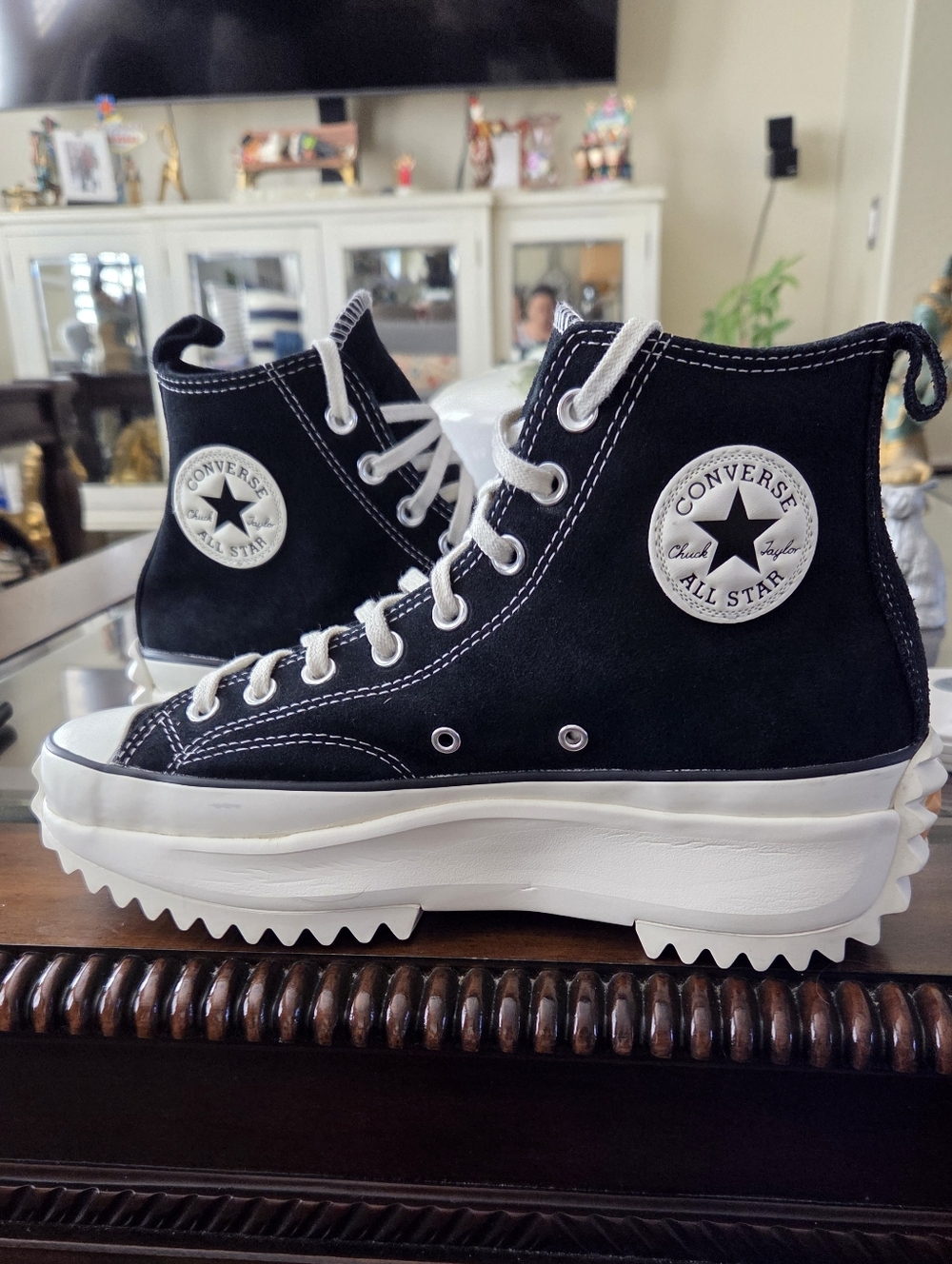 Converse Run Star Hike High Top Sneakers in Black & White